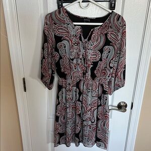 Enfocus Studio Red and Black Patterned Dress